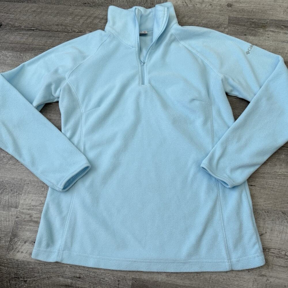 Columbia 1/4 Zip Pullover Womens Large Aqua Blue Arctic Air Light Fleece XL6624